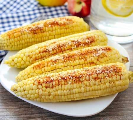 corn on the cob with the shish kebobs