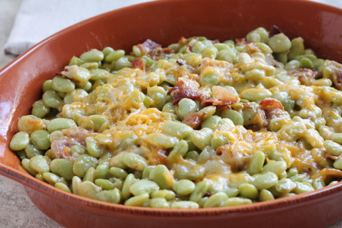 Bowl of Christmas or Thanksgiving baked lima beans
