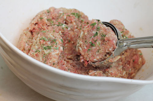basic meatball recipe with scoop