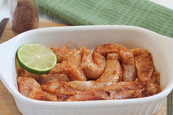 chicken marinating in fajita mix