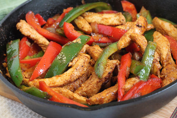 Chicken Fajitas Cooked in the Skillet