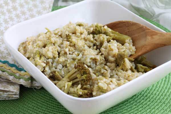 Healthy Crockpot brown rice and broccoli