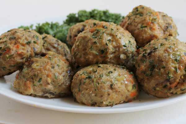 Turkey Meatballs with Shredded Vegetables on a Plate