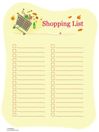 family grocery shopping list