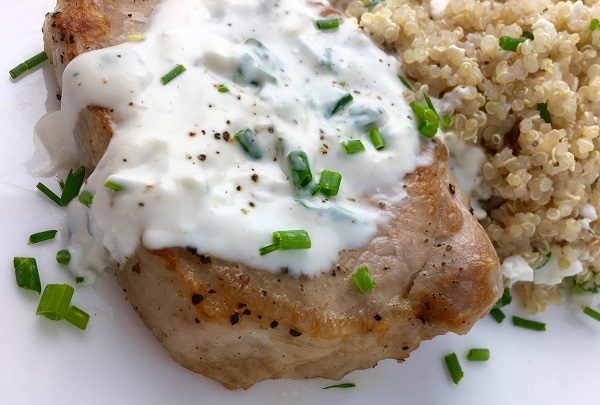 Pork Chops with Cream Cheese and Chive Sauce