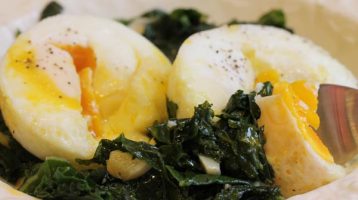 Poached Eggs with Garlicky Kale