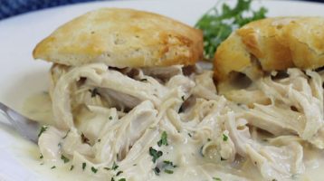 Creamed Chicken and Biscuits on a Plate