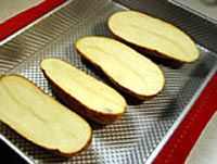 cutting the potatoes