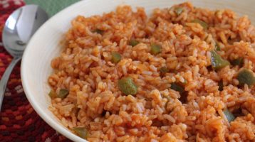 skillet with Mexican minute rice
