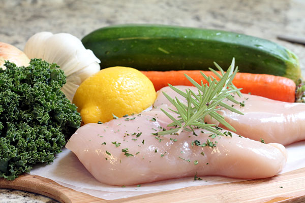 fresh ingredients for the Chicken Orzo Lemon Soup