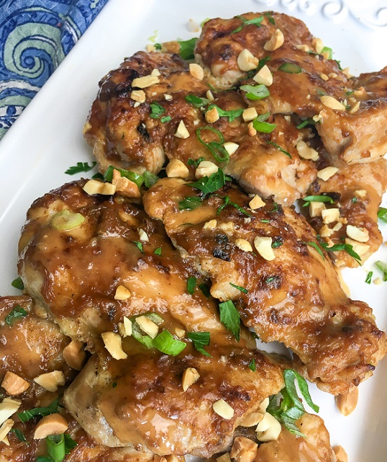 Instant Pot Thai Chicken Thighs on a plate