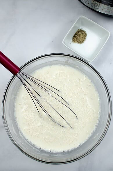 whisking milk and flour for gravy