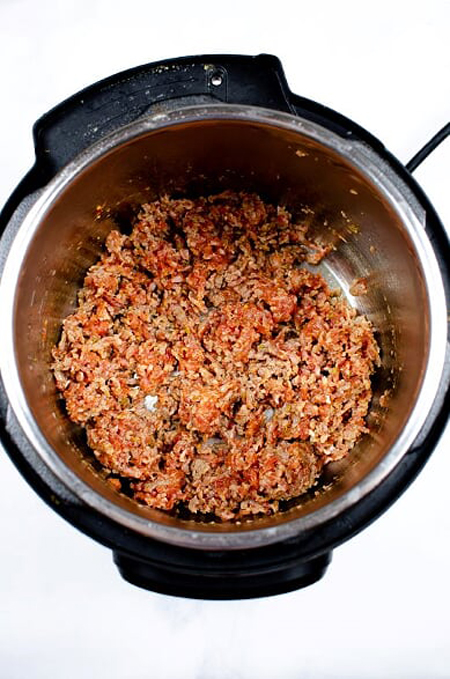 sausage cooking in the Instant Pot